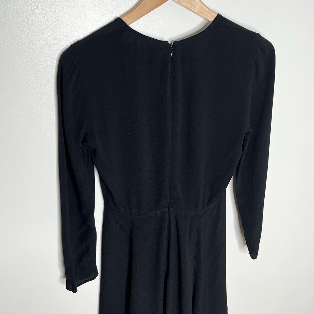 Reformation Black Mini Dress Size 2 Long Sleeve Fit & Flare Sustainable Made USA - Picture 6 of 9